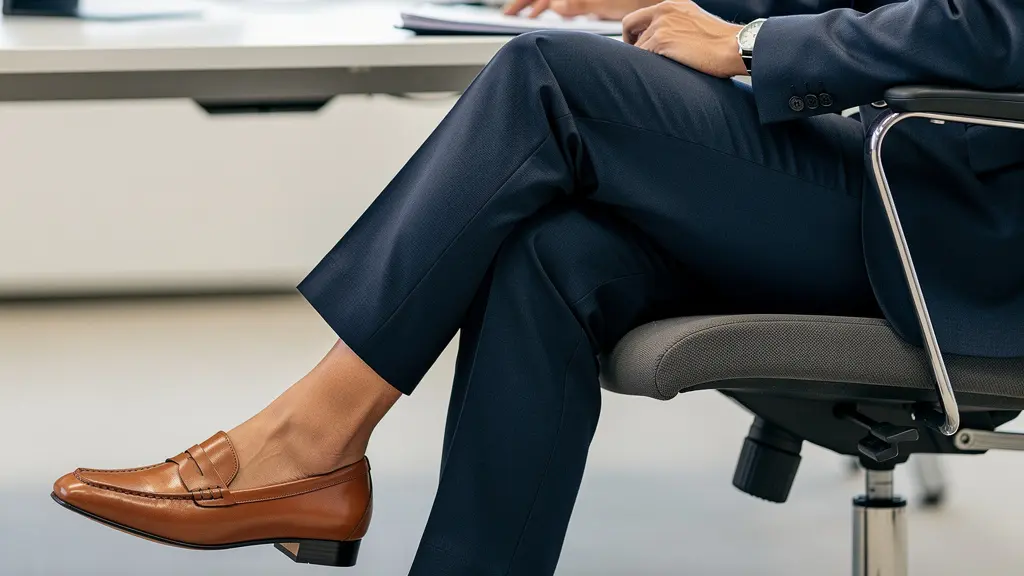 Femme portant des mocassins en cuir dans un contexte professionnel